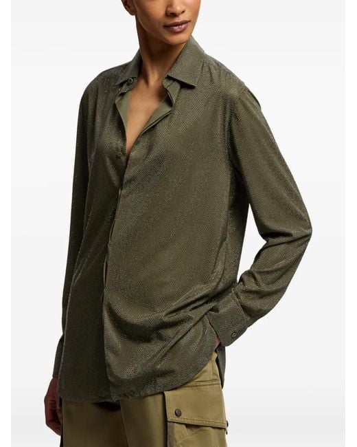 Ralph Lauren Green Adrien Embellished Relaxed-Fit Shirt