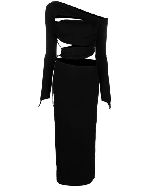 MANURI Black Cut-out Detail Midi Dress