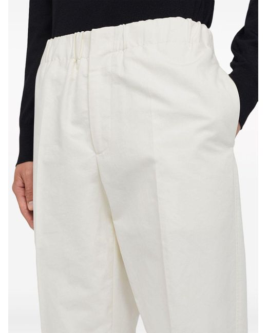 Jil Sander White Elasticated-waistband Cotton Trousers for men