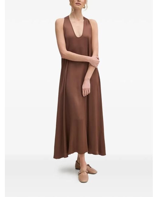 Fracomina Brown V-neck tie-back dress