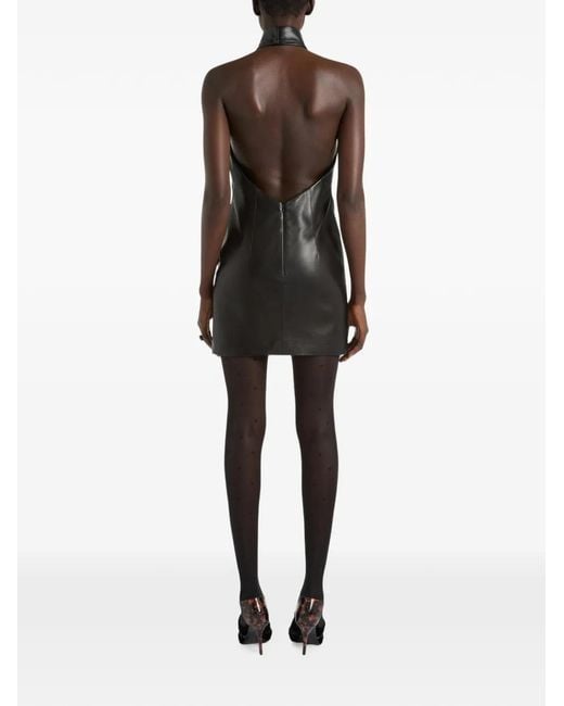 Balmain Black Lambskin Open-Back Dress