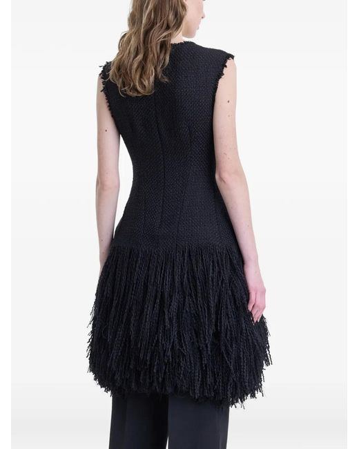FFORME Black Talia Fringe-Detail Midi Dress