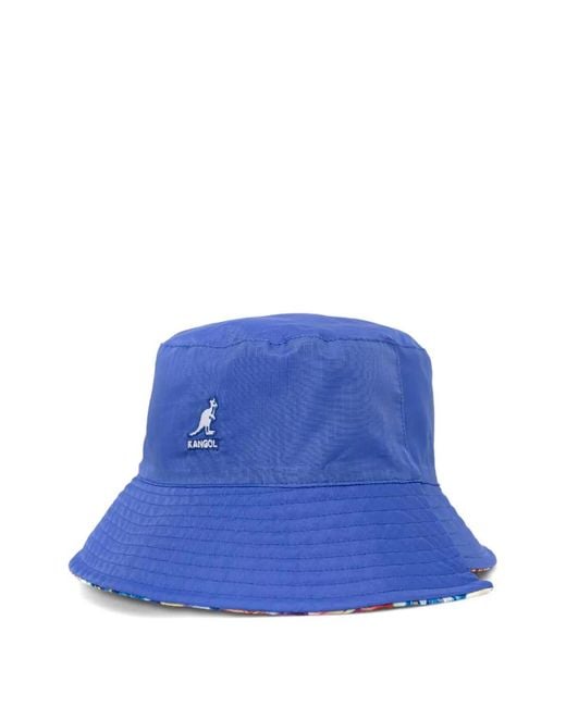 Kangol Blue Floral-Print Reversible Bucket Hat