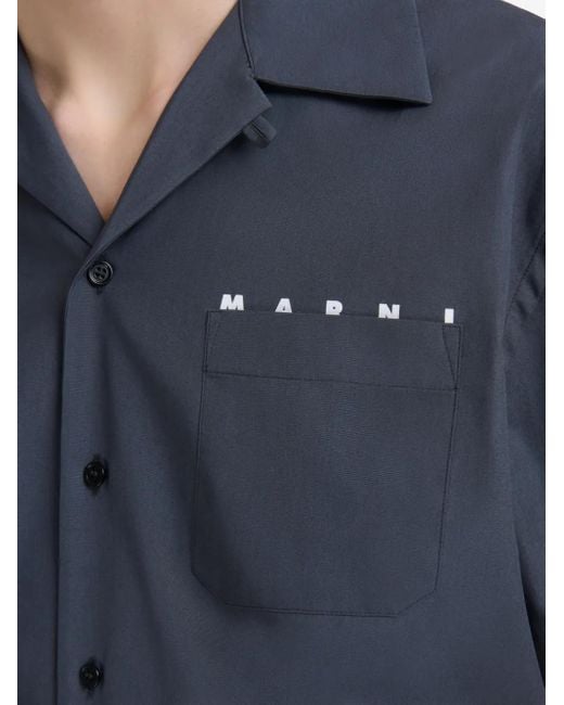 Marni Blue Short-Sleeve Button-Up Shirt for men