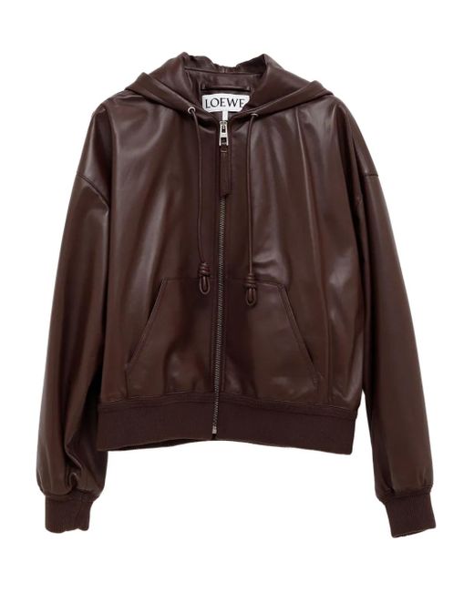 Veste Zippée Flamenco En Cuir À Capuche Loewe en coloris Brown