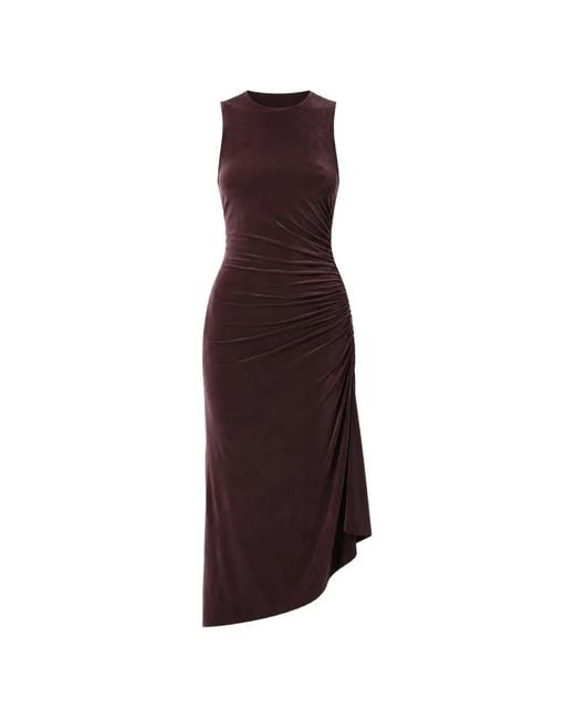 Agolde Purple Anya Ruched Asymmetric Dress