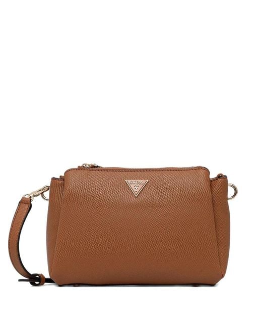Guess Brown Triangle-Logo Cross Body Bag