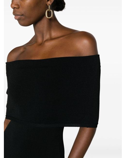 Wardrobe NYC Black Off-shoulder Ribbed Dress