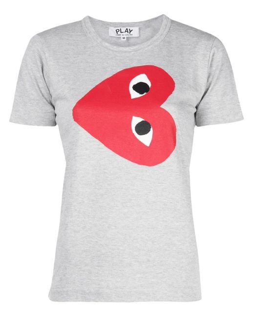 COMME DES GARÇONS PLAY Gray Contrast Logo T-Shirt