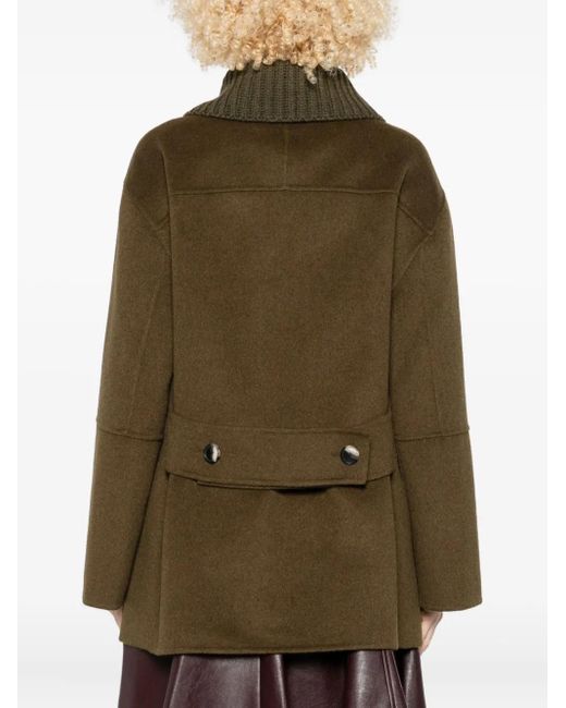 Proenza Schouler Green Lisa Knitted-Collar Buttoned Coat