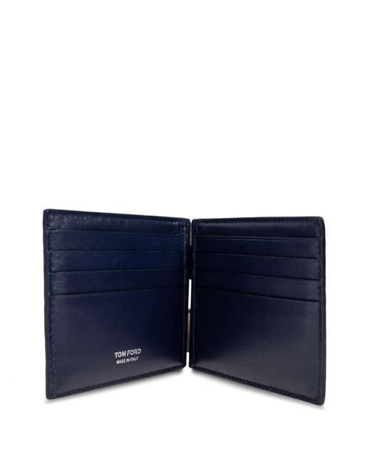 Tom Ford Blue Crocodile-Effect Card Holder for men