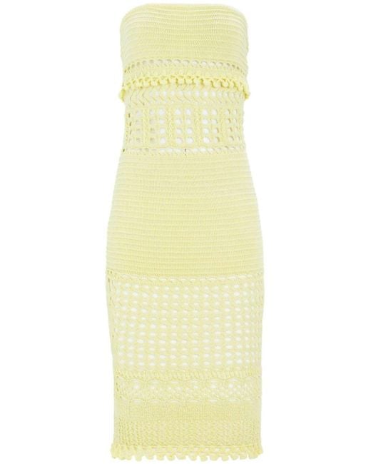 retroféte Yellow Caroline Knit Crochet Dress