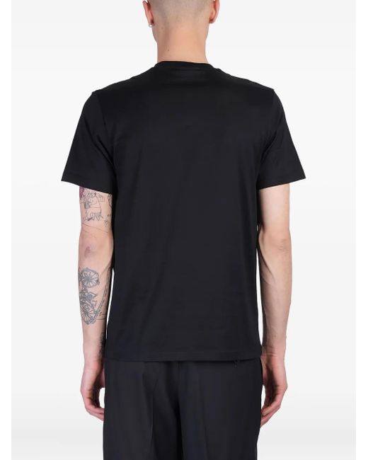 TOKYO JAMES Black Round-Neck Cotton T-Shirt for men