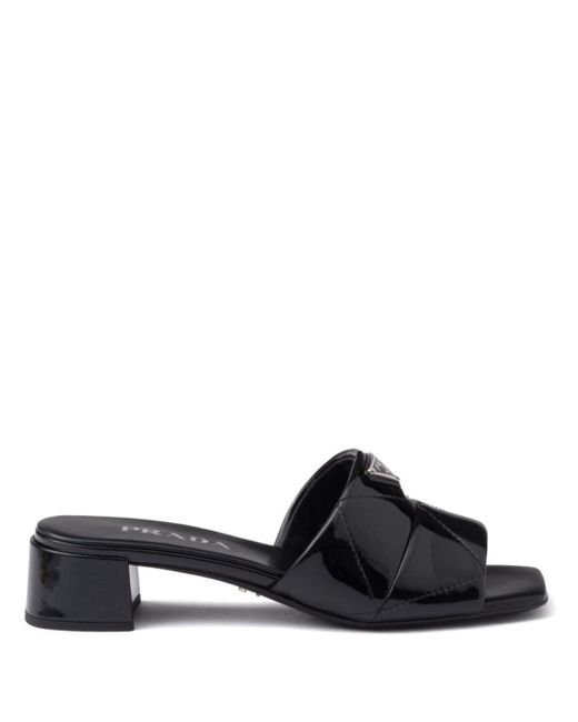 Prada Black 35mm Quilted Leather Mules