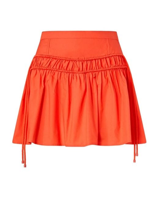 Pinko Red Short Skirt With Gathering And Drawstring