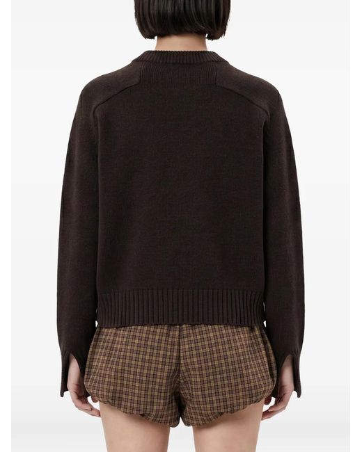 Soeur Black Ribbed-Knit Raglan-Sleeve Sweater