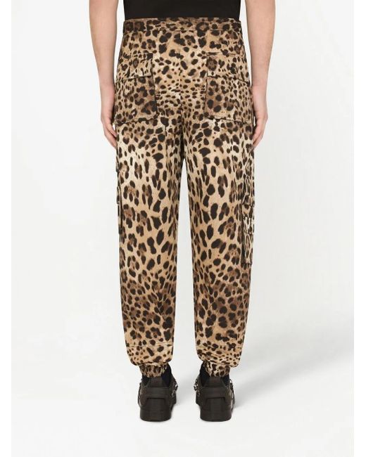 Dolce & Gabbana Brown Leopard-Print Track Pants for men