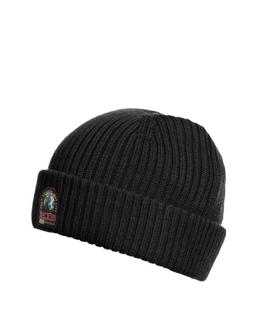 Parajumpers Black Matio Ribbed Beanie Hat