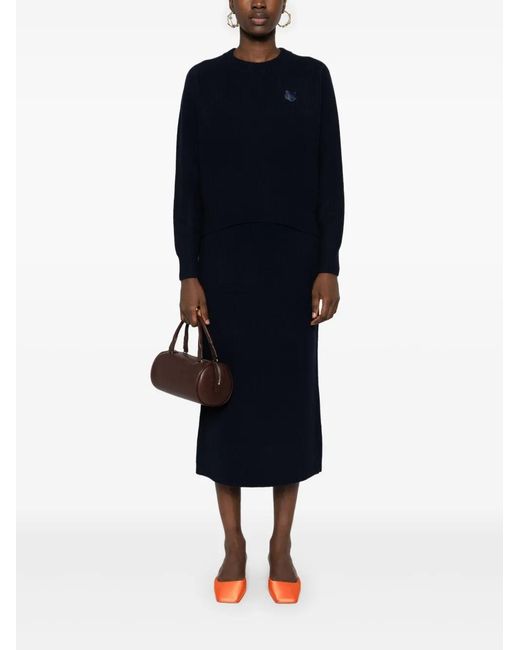 Maison Kitsuné Blue Bold Fox Head-Patch Sweater