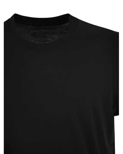 Majestic Filatures Black Crew-Neck Short-Sleeve T-Shirt for men