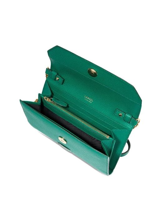Lancel Green Chain-Strap Leather Wallet