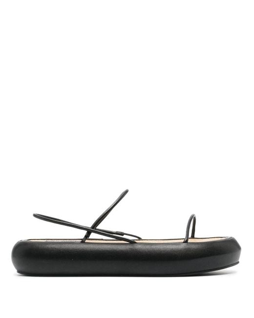 St. Agni Black Tatami Open-toe Flatform Sandals