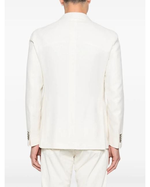 Tagliatore White Brooch-Detail Blazer for men