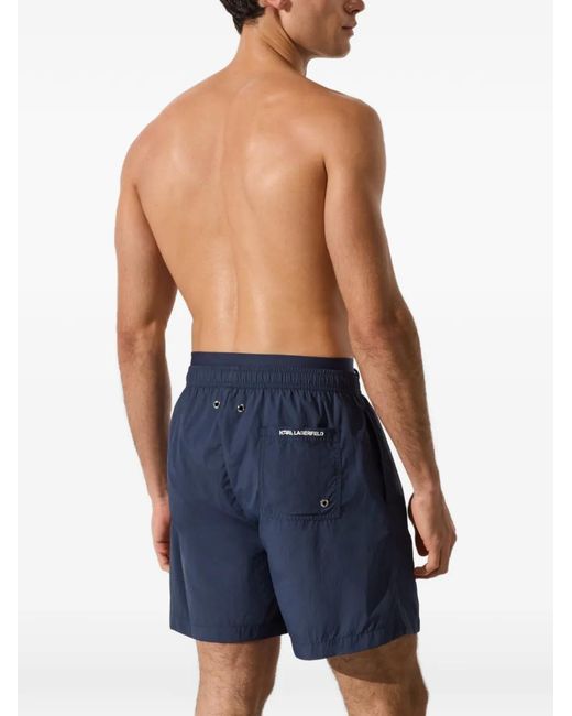 Karl Lagerfeld Blue Ikon Logo-Detail Swim Shorts for men