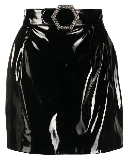 Philipp Plein Black Patent Mini Skirt