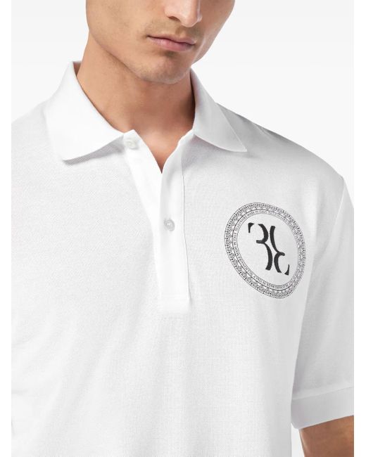 Billionaire White Logo-Embroidered Cotton Polo Shirt for men