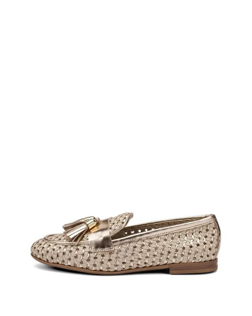 Frau White Woven Laminated Leather Loafers