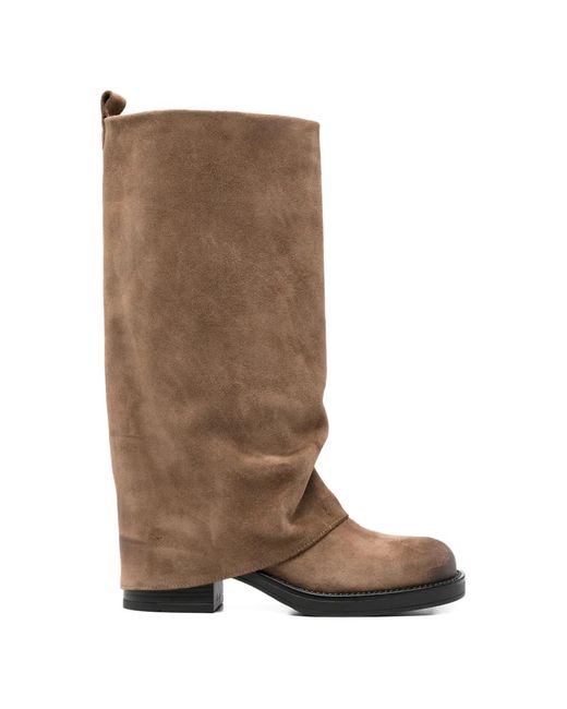 GISÉL MOIRÉ Brown Manchester Boots