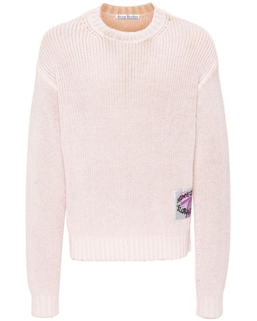 Acne Gerippter Pullover mit Logo-Patch in Pink für Herren