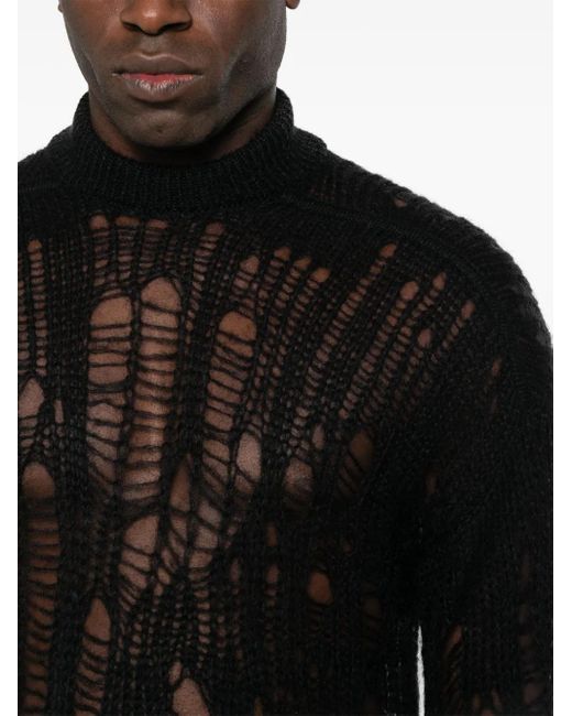 Rick Owens Black Tommy Lupetto Open-Knit Jumper for men