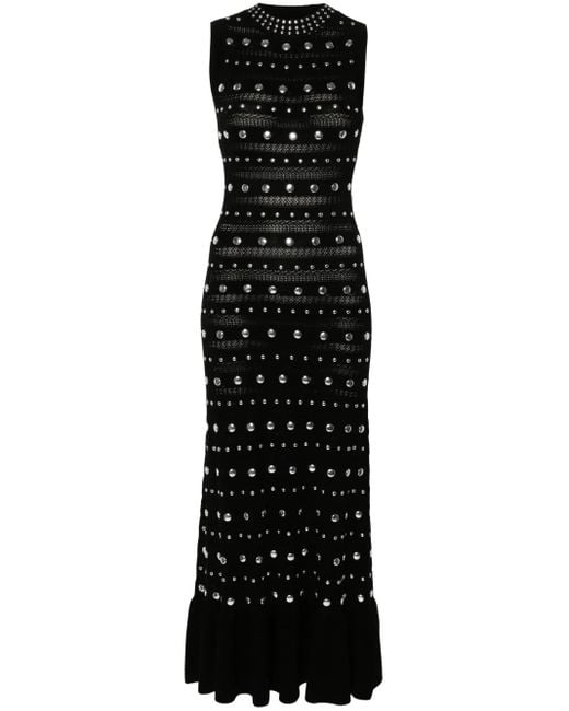 Sandro Stud-Detail Knitted Maxi Dress in Black | Lyst UK Sandro Stud-Detail Knitted Maxi Dress in Black | Lyst UK