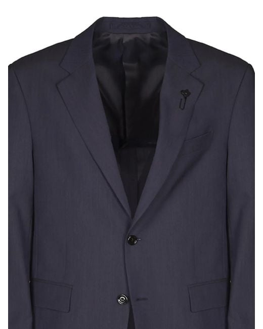Lardini Blue Button Pinstripe Suit for men