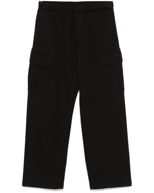 C P Company Black Diagonal Raised Fleece Cargo Sweatpants Clothing for men