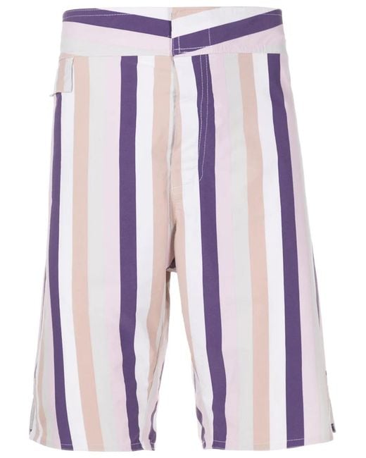 Amir Slama Blue Striped Mid-Rise Bermuda Shorts for men