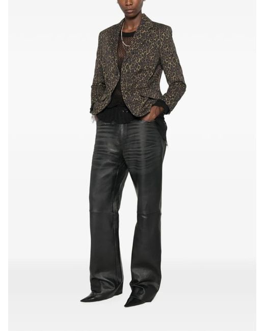 R13 Brown Leopard-Print Buttoned Blazer