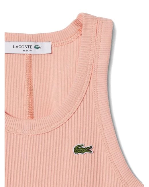 Lacoste Pink Round-Neck Tank Top