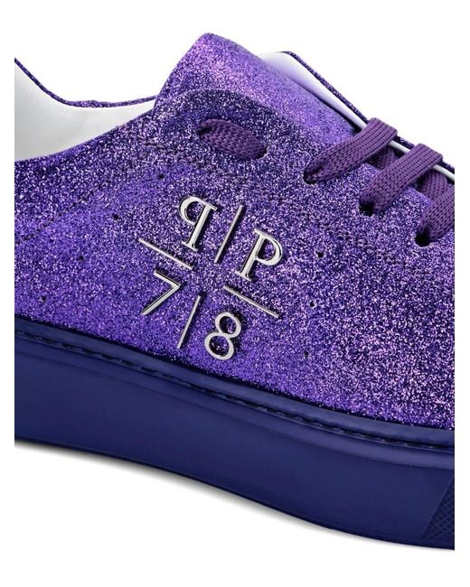 Philipp Plein Purple Glitter Lo-Top Sneakers