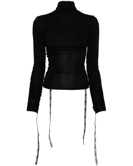 Vetements Black Logo-Strap Roll-Neck Top