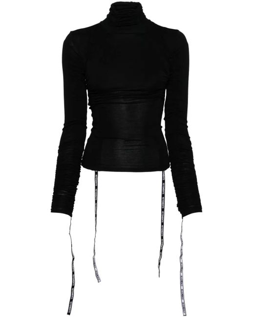Vetements Black Logo-Strap Roll-Neck Top