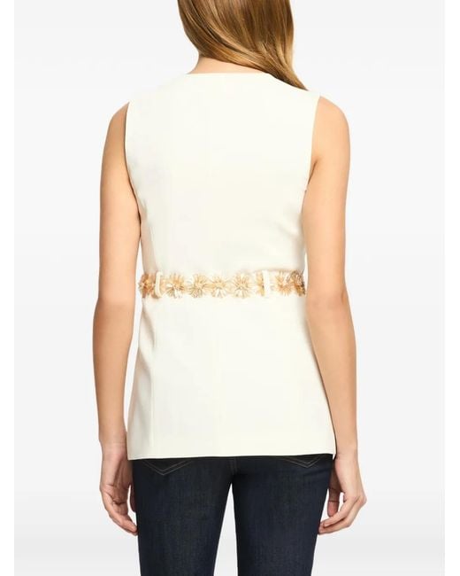 Cinq À Sept White Embellished Belted Vest