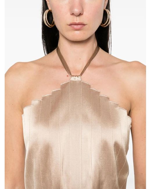 Alberta Ferretti Natural Long Dress With Open Back
