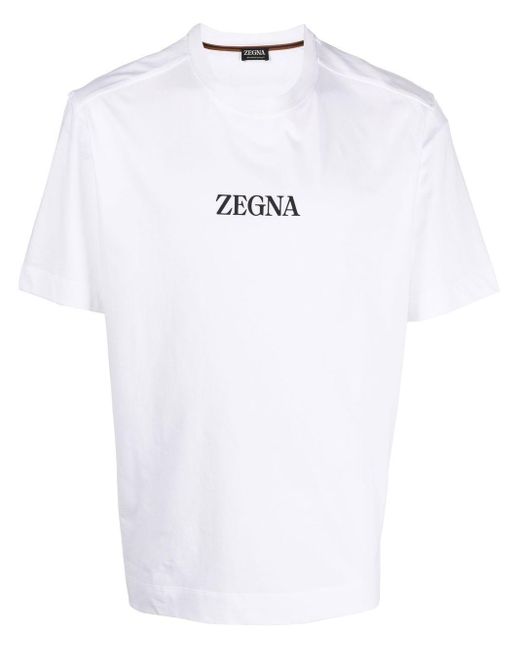 Camiseta con logo estampado Zegna de hombre de color White