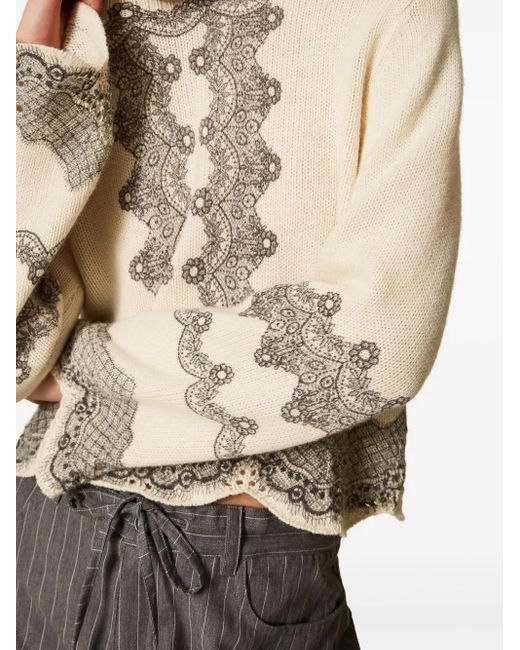 Twinset White Patterned Knitted Top