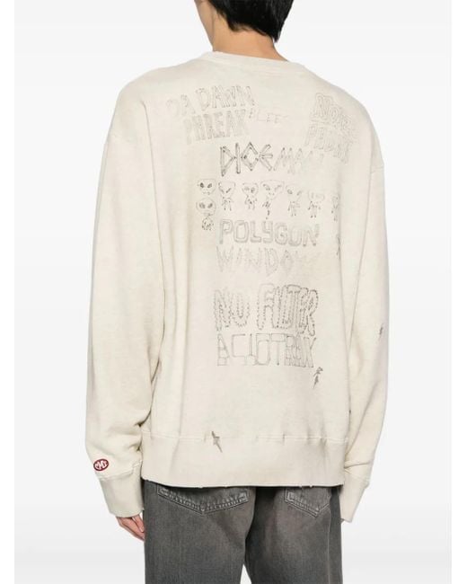 Maison Mihara Yasuhiro Natural Sketch-Print Distressed Jumper for men
