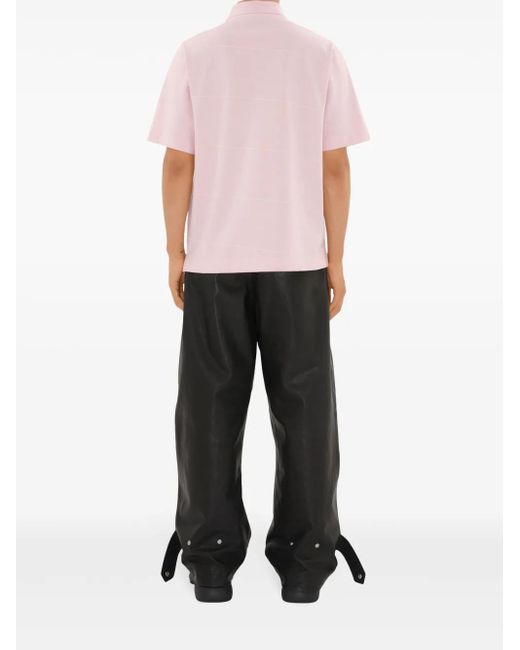 Burberry Pink Equestrian Knight Striped Polo Shirt for men