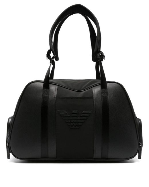 Emporio Armani Black Logo-patch Panelled Duffle Bag for men